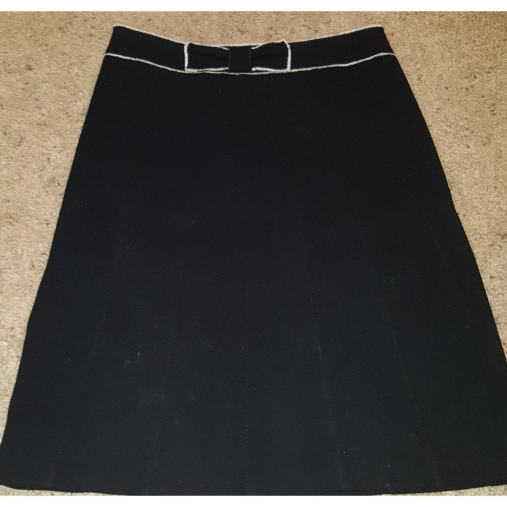 Ann Taylor Wool Black Bow‎ Detail Womens Skirt Size 6 Lined Womens